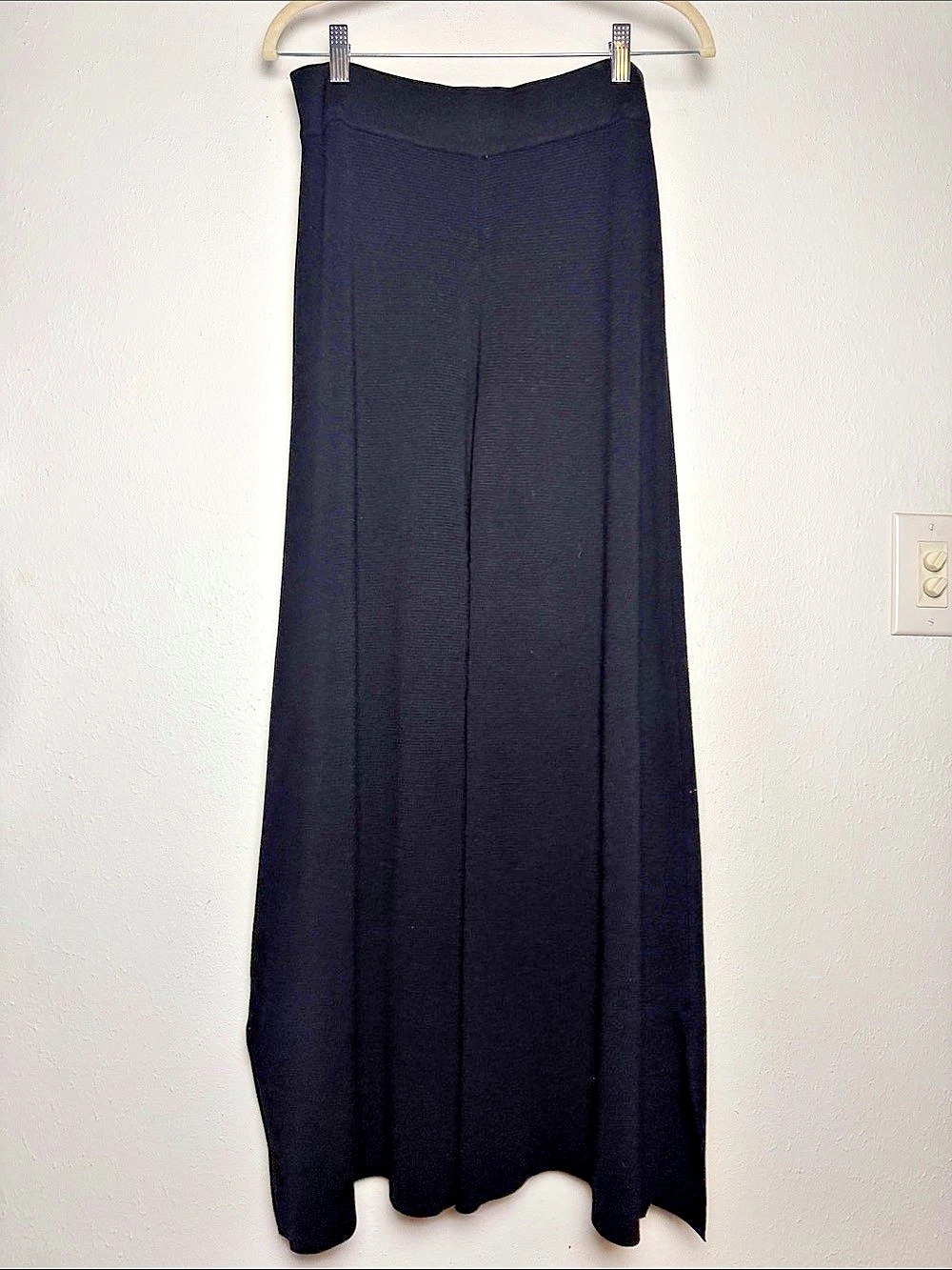 Zara Knit Wide Leg Pants in Black Size Medium